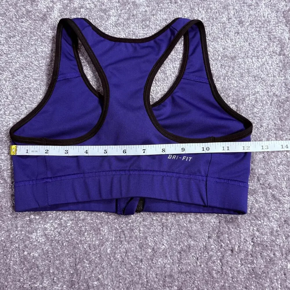 Nike Pro Sports Bra Womens XS Purple Zip Front Racerback Compression Dri-FIT